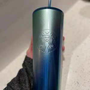 Starbucks 2021 Holiday blue/green glittered stainless steel Venti tumbler